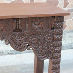 Antique Indian carved chocolate Brown Console Hall Table