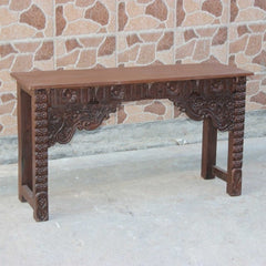 Antique Indian carved chocolate Brown Console Hall Table