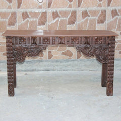 Antique Indian carved chocolate Brown Console Hall Table