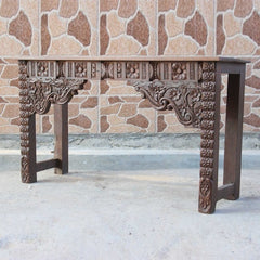 Antique Indian carved chocolate Brown Console Hall Table