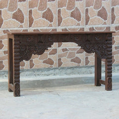 Antique Indian carved chocolate Brown Console Hall Table