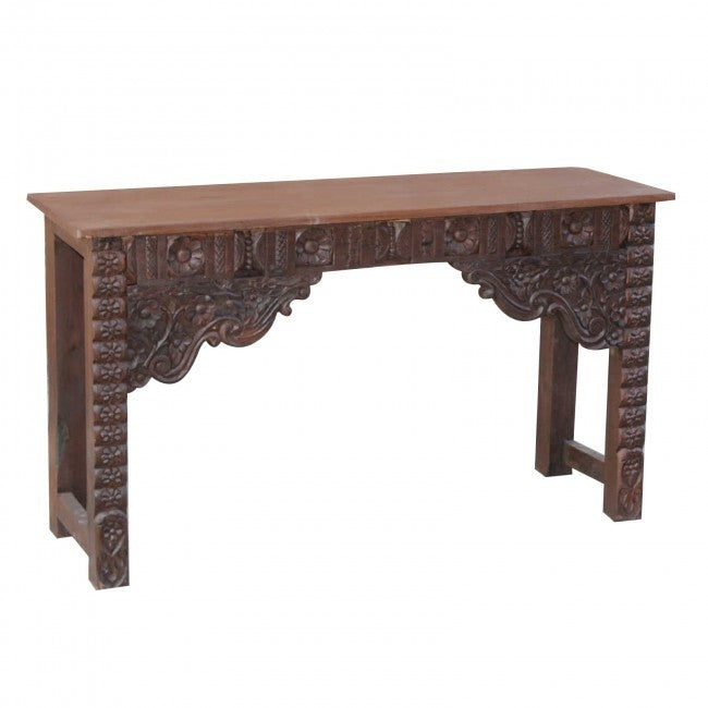 Antique Indian carved chocolate Brown Console Hall Table