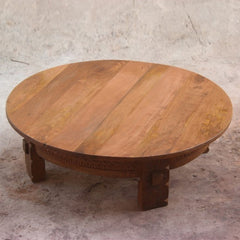 Tribal Grinder Round Coffee Table Honey