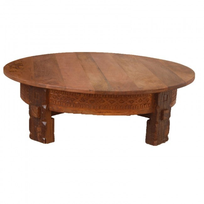 Tribal Grinder Round Coffee Table Honey