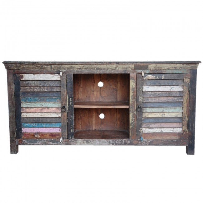 SALVAGE Shutter Reclaimed Wood Tv Unit Multicolour 155x40x75cm