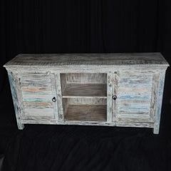 SALVAGE Shutter Reclaimed Wood TV Unit White 155x40x75cm