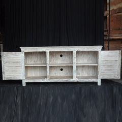 SALVAGE Shutter Reclaimed Wood TV Unit White 155x40x75cm