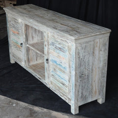 SALVAGE Shutter Reclaimed Wood TV Unit White 155x40x75cm