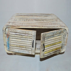 SALVAGE Reclaimed Recycled boat wood White Coffee Table 80x50x45cm