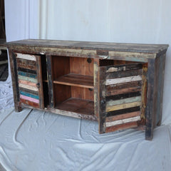 SALVAGE Shutter Reclaimed Wood Tv Unit Multicolour 155x40x75cm