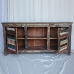 SALVAGE Shutter Reclaimed Wood Tv Unit Multicolour 155x40x75cm