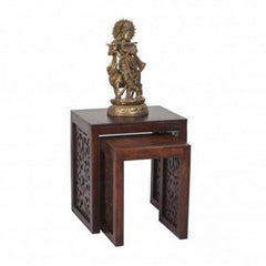 Jali Carved wooden Lamp Side Table