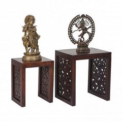 Jali Carved wooden Lamp Side Table