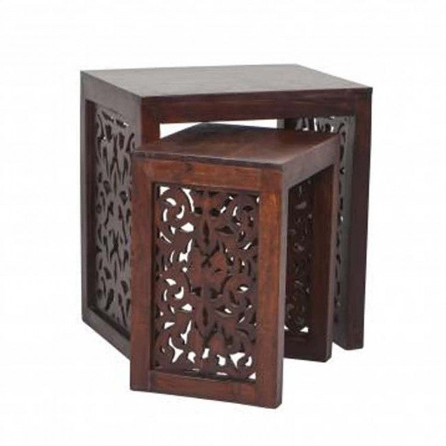 Jali Carved wooden Lamp Side Table