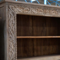 Hand Carved Console Table Whitewash