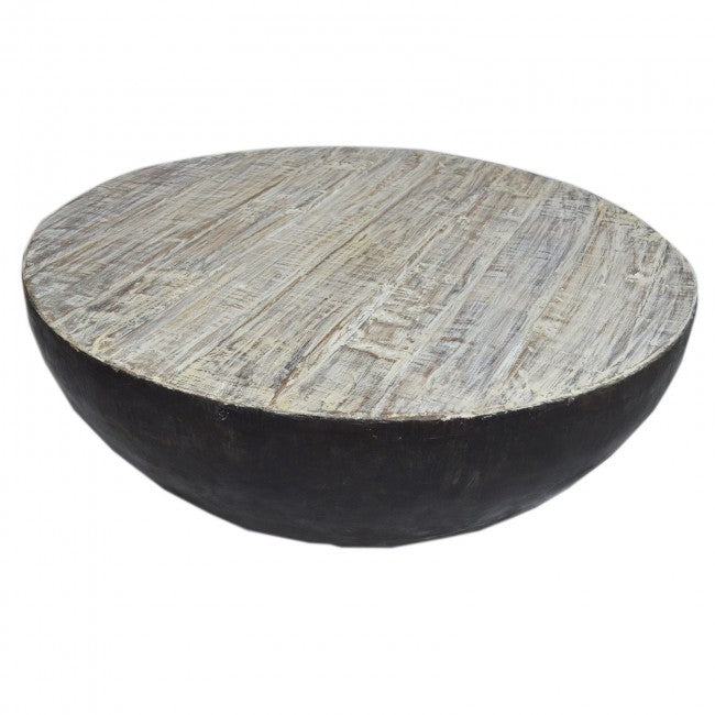 NIRVANA Reclaimed Old Timber Drum Round Coffee Table 90x90x40 cm