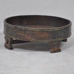 Tribal Grinder Round Coffee Table Antique