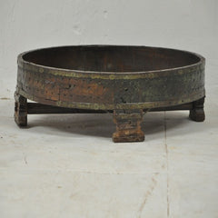 Tribal Grinder Round Coffee Table Antique