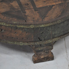 Tribal Grinder Round Coffee Table Antique