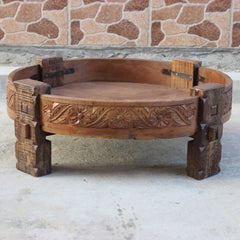 Tribal Grinder Round Coffee Table Brown