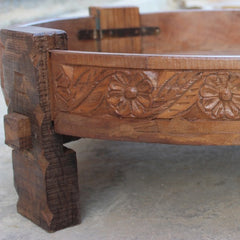 Tribal Grinder Round Coffee Table Antique