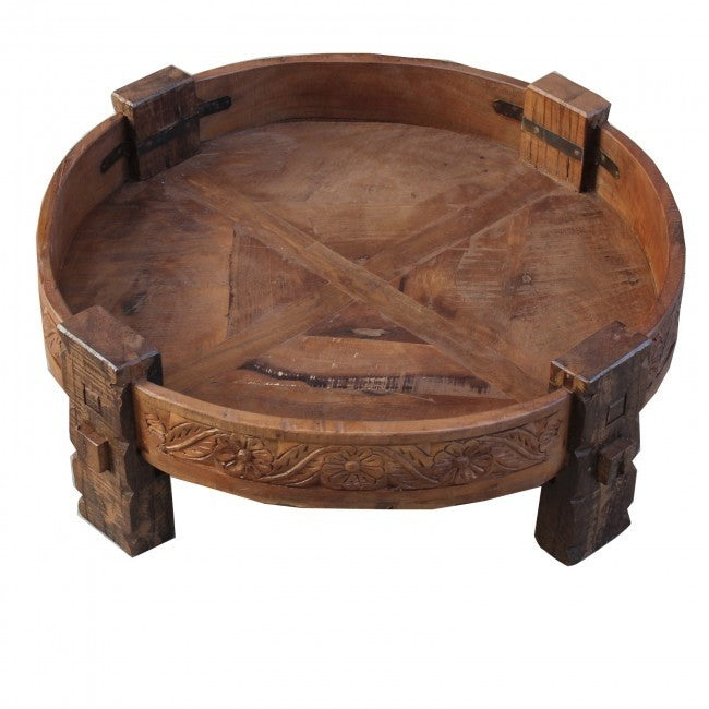 Tribal Grinder Round Coffee Table Brown