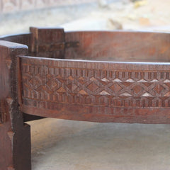 Tribal Grinder Round Coffee Table Dark Brown