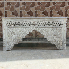 Mehrab Carved Console Table whitewash grey tone