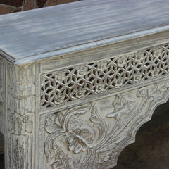 Mehrab Carved Console Table whitewash grey tone