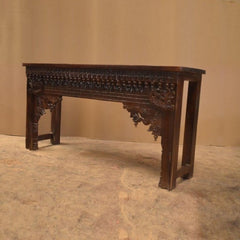 Hand Carved Console Table Chocolate Brown