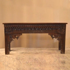 Hand Carved Console Table Chocolate Brown