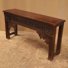 Hand Carved Console Table Chocolate Brown