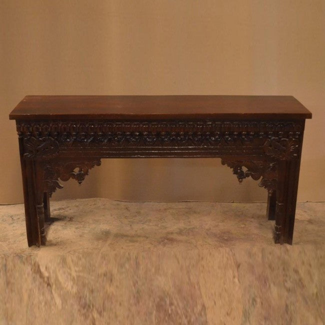 Hand Carved Console Table Chocolate Brown