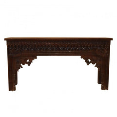 Hand Carved Console Table Chocolate Brown