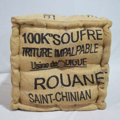 Letters Jute Cube Ottoman Puff