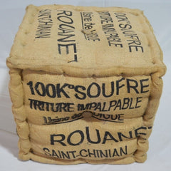 Letters Jute Cube Ottoman Puff