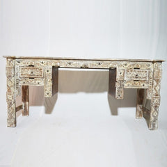 Indian Antique Hand Carved White Hall Table