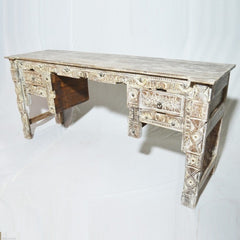 Indian Antique Hand Carved White Hall Table