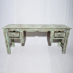 Indian Antique Hand Carved Green Hall Table