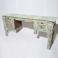 Indian Antique Hand Carved Green Hall Table