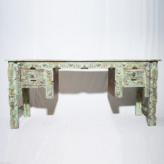 Indian Antique Hand Carved Green Hall Table