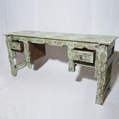 Indian Antique Hand Carved Green Hall Table