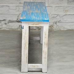 Antique Indian Hand Carved White Blue Console Hall Table