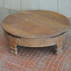 Tribal Grinder Round Small Coffee Table Natural