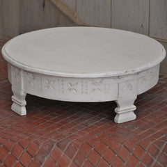 Tribal Grinder Round Small Coffee Table White