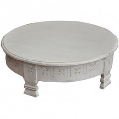 Tribal Grinder Round Small Coffee Table White