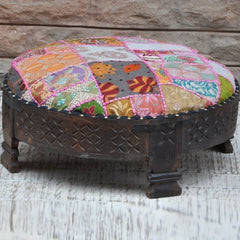 Tribal Grinder Round Small Ottoman Natural