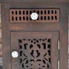 Hand Carved Wooden Bedside Brown