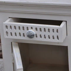 Hand Carved Wooden Bedside White