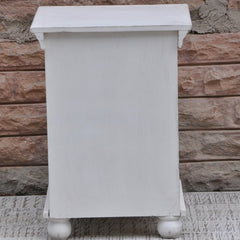 Hand Carved Wooden Bedside White